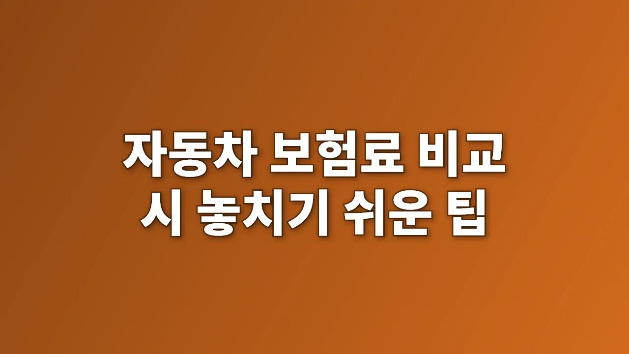 자동차 보험료 비교 시 놓치기 쉬운 팁